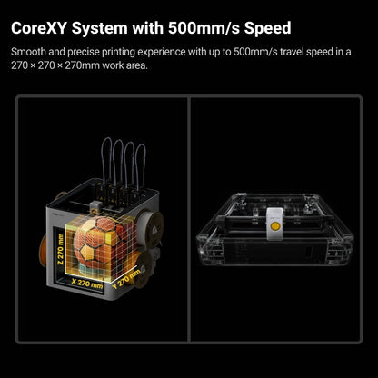 Snapmaker U1 CoreXY system at 500 mm/s